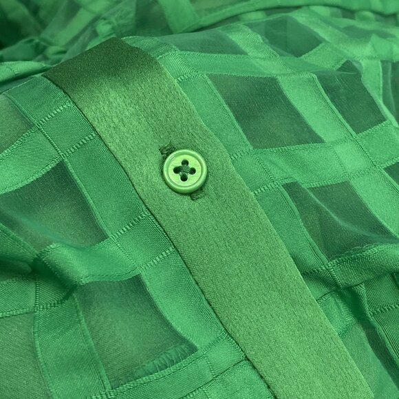 English Factory Women’s Gridded Organza Tiered Button-Up Maxi Dress Green Size M - Picture 11 of 11